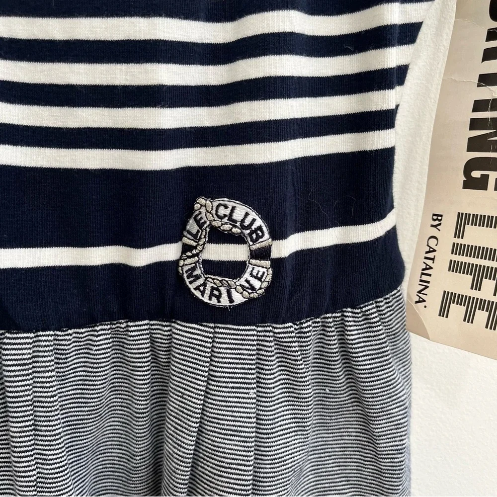 Vintage Sporting Life by Catalina Nautical Stripes One Piece Shorts Swimsuit 10